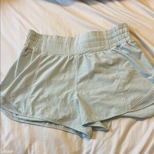 Lululemon Athletica Light Blue Athletic Shorts stains from green crayon, see pic